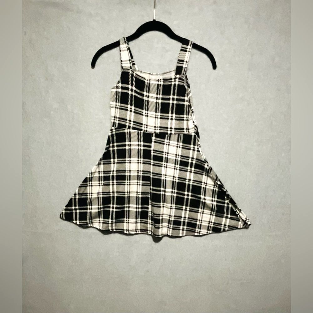 Forever Girl Black White Plaid Skater Dress Pinafore Kids ] School Sz S